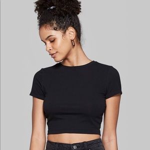 Wild Fable Black Crop Tee NWT